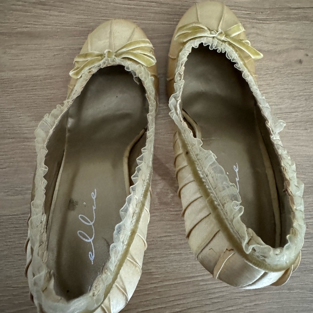 Ellie Cream Satin Heels with Ruffle Detail - Picture 4 of 7